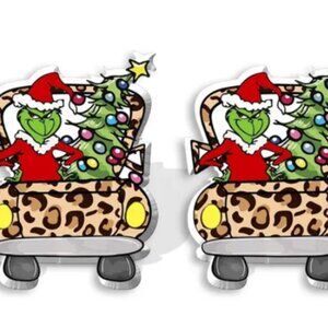 Acrylic Christmas Grinch Earrings - 1/2" tall